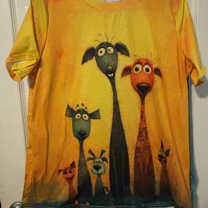 Cartoon Animal Print T-Shirt - Yellow